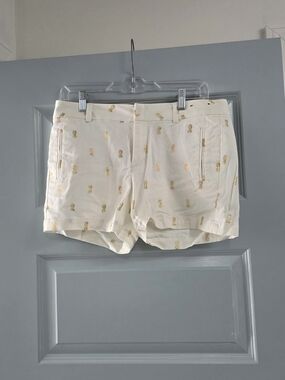 a.n.a Cream High-Waist Shorts with Gold Pineapple Accents